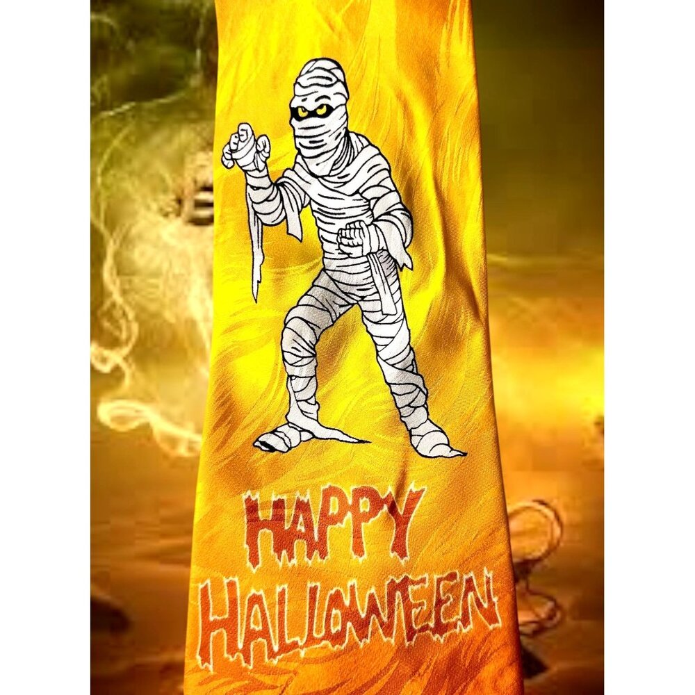 Happy Halloween Mummy Necktie Vintage Keith Daniels Silk Trick or Treat …